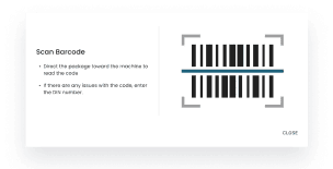Barcode scanning security interface for Dr.Pack automated medication packaging.