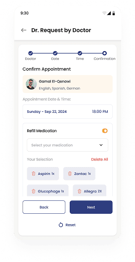 MedXLink integration showcase displaying a desktop clinic appointment dashboard and a mobile pharmacy app interface for telehealth booking.