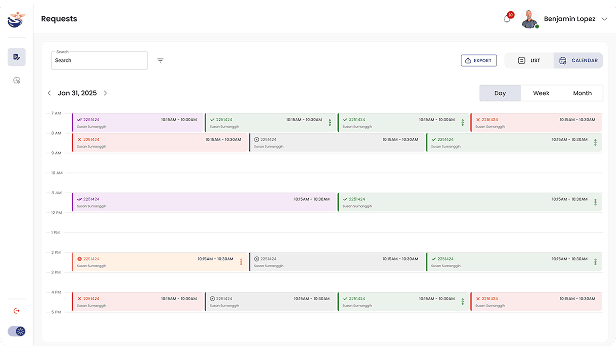Pharmacy App Doctor Panel calendar interface for scheduling medical consultations and managing daily clinic appointments.